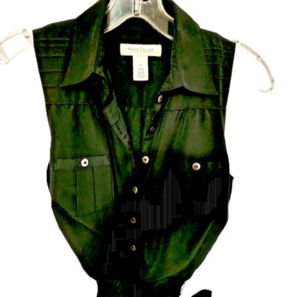 White House Black Market Black Colored Sleeveless Shirtdress w/Belt Size XXS. - Picture 4 of 8
